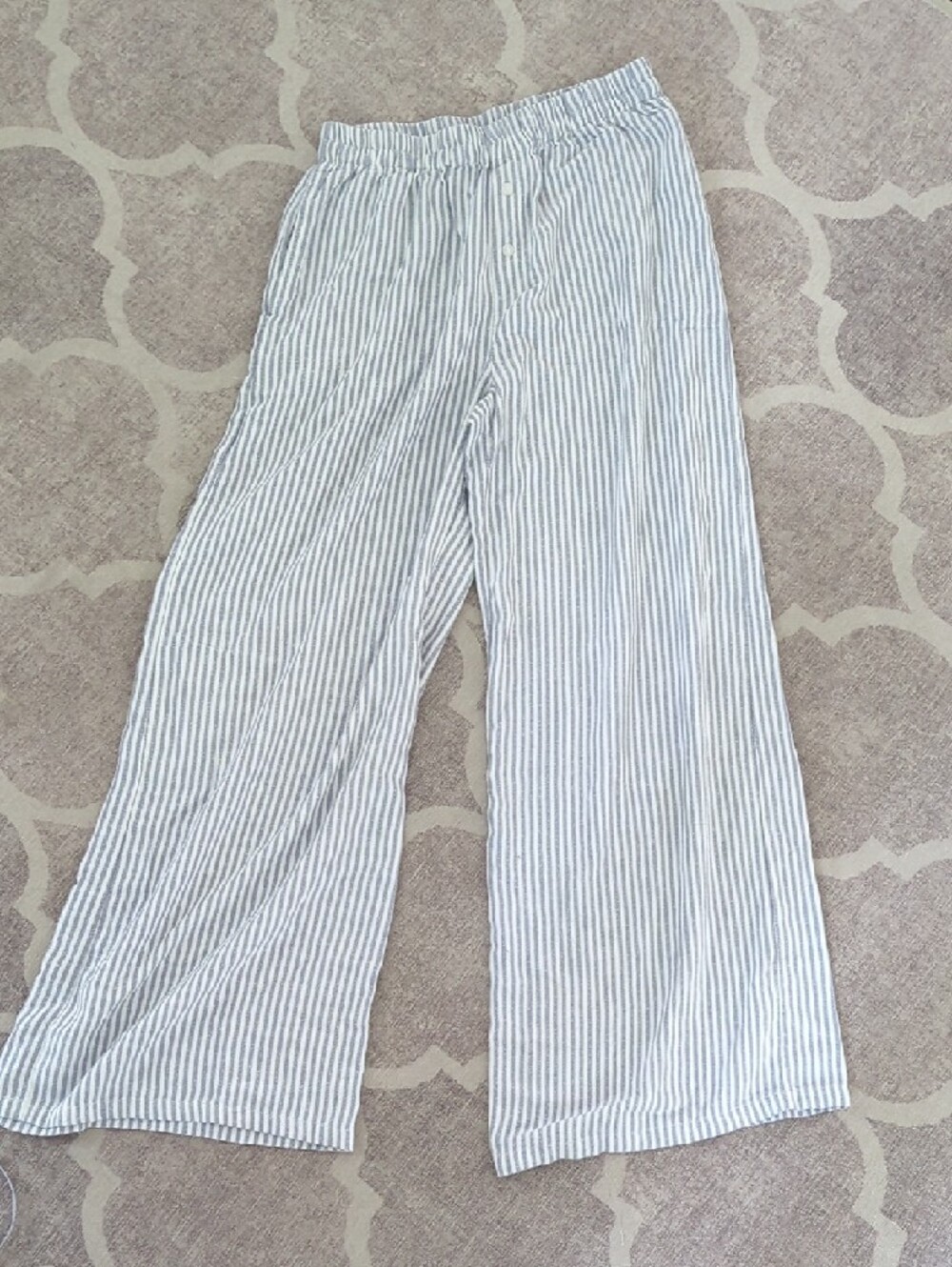 Sincerely Jules Blue and White Striped Linen Pants Size M